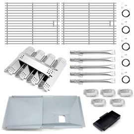 Criditpid Grill Replacement Parts for Nexgrill 5 Burner 720-0888N 720-0888, Grease Tray Drip Pan, Grill Grates, Heat Tents, Burner Tubes & Ignitor Kit for Nexgrill 720-0888N Grill