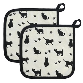 Pot Holders for Kitchen Hot Pads with Pocket Cat Pattern Design Potholders Kitchen Accessories Gifts for Cat Lovers