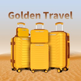 UUH Expandable Luggage Sets 9pcs/8pcs/7pcs/4pcs/3pcs Suitcase Sets  With Water-Proof and Expandable Layer Makeup Bag Side Hooks And TSA Lock:_4pcs-Off White