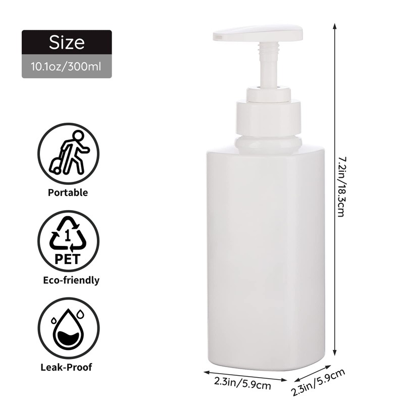 Segbeauty Soap Dispenser with Labels, 3 Pieces 300 ml Shampoo