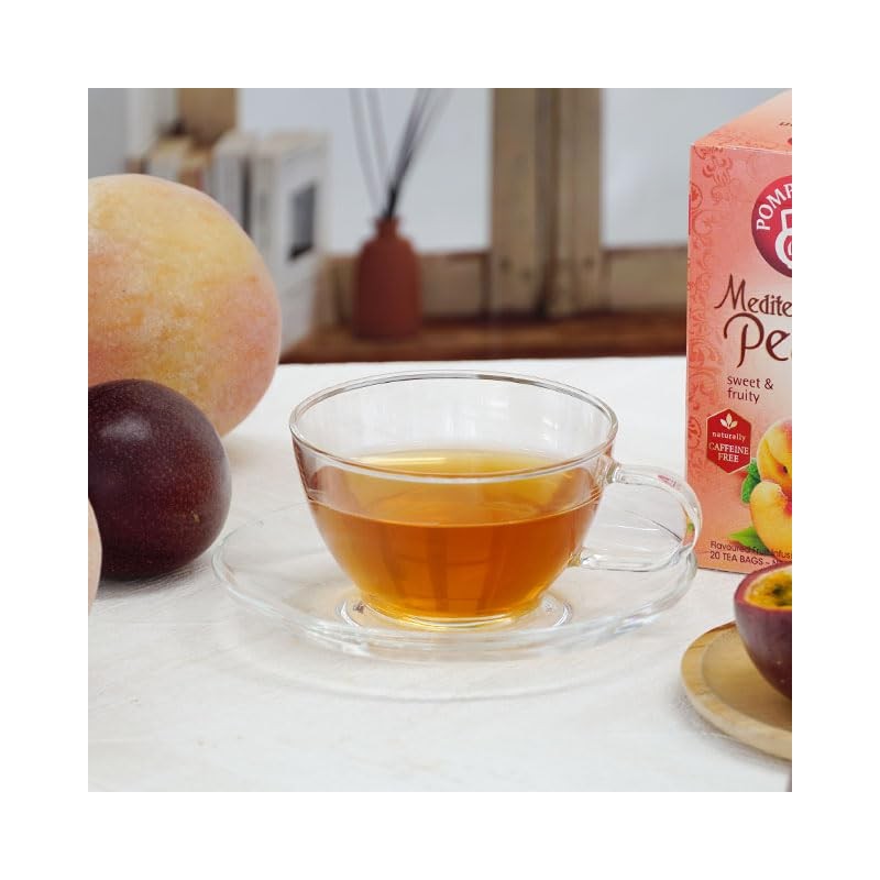 Pompadour Mediterranean Peach Herbal Tea, 1 Box (20 TB Pack)
