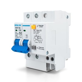 Innfeeltech 1 Pcs 32 Amp Current 230V Miniature Circuit Breakers MCB Double Pole Type B for DIN Rail Mounting with Leakage Protection