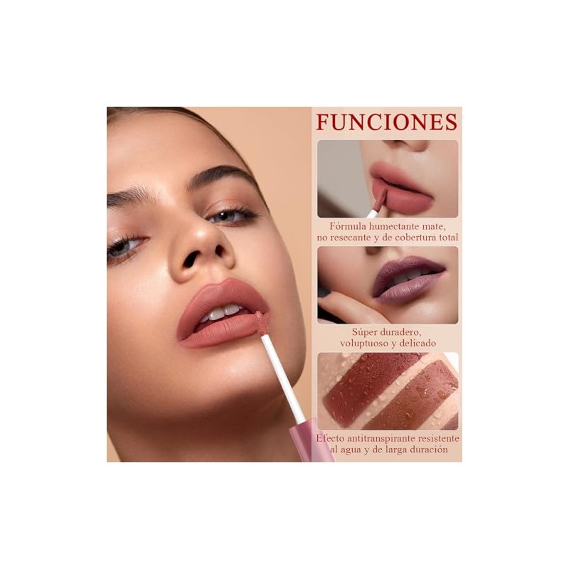6PCS Lapiz Labial Mate Lapiz Labial Antiadherente,Lápiz labial antiadherente,Lápiz labial