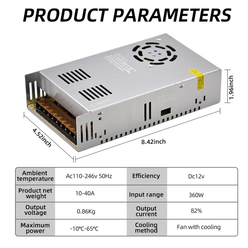 Wazusogok 110v to 12v Converter Power Supply Ac to Dc,