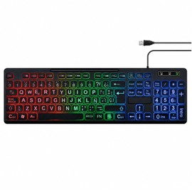 USB Wired Spanish Keyboard - 105 Keys QWERTY ANSI Layout with Ñ Accent Letters,with LED backlighting, Full-Size Teclado Español with Numpad for Typing,Office,Customer Service,PC,Laptop,Desktop