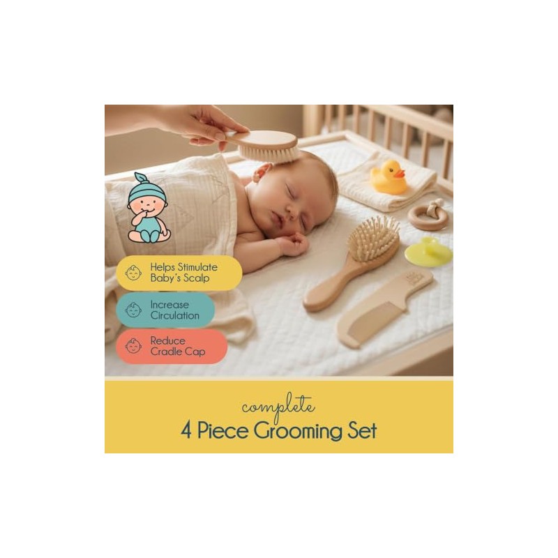 Cepillo para Cabello Bebe 4 Piezas, Peine para Bebe