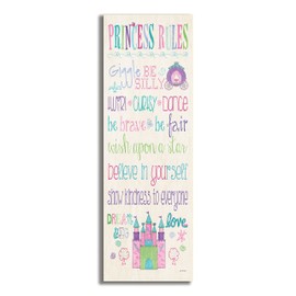 The Kids Room by Stupell Princess Rules with Castle and Carriage Rectangle Wall Plaque, 7 x 0.5 x 17, Proudly Made in USA