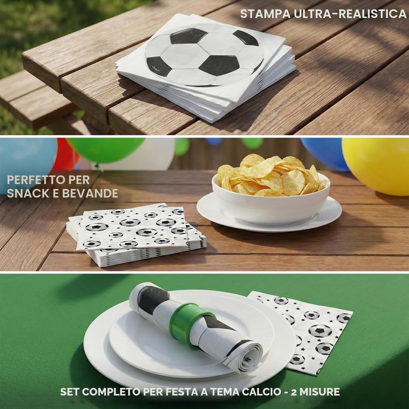 YTAXYZWR Servizi da Tavola a Tema Calcio - 40 Pezzi,