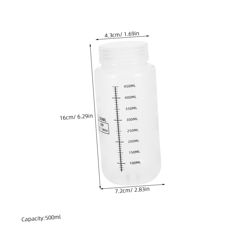 BUGUUYO 4pcs Plastic Graduated Reagent Bottles with Wide Mouth and