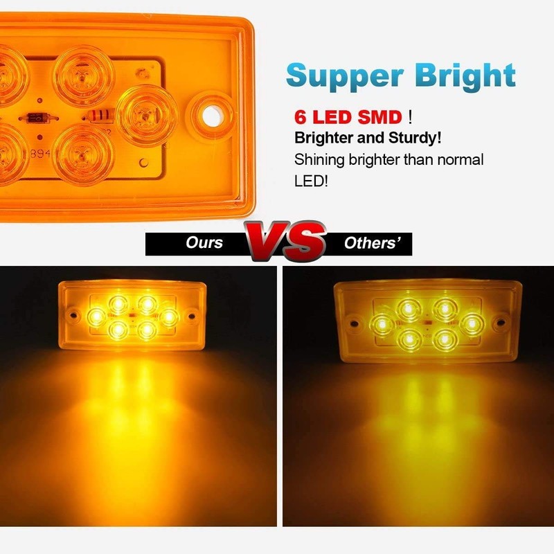 Partsam 6LED Amber Cab Marker Lights - Waterproof Roof Mount