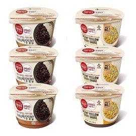 CJ Foods Korean CJ Hetbahn Cupbahn Microwavable Cooked Rice with Soup (Black Bean Sauce 짜장밥 3 packs) + (Yellow Curry Sauce 커리밥 3 packs) Total 6 packs