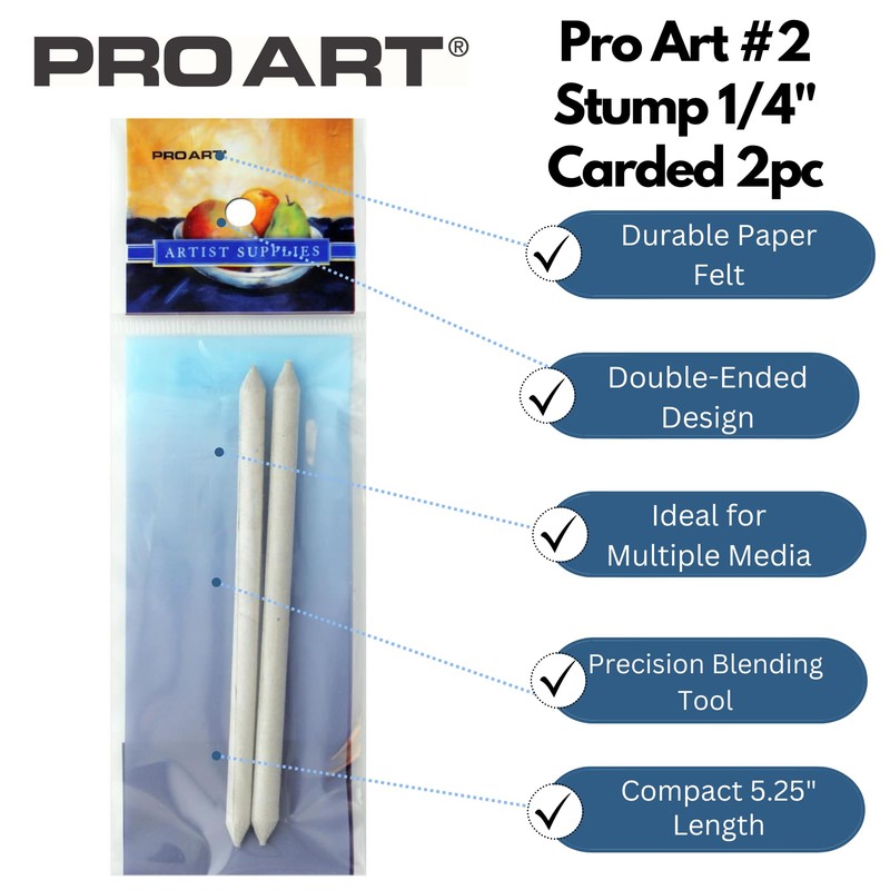 Pro Art Stump #2 1/3" 2pc Carded, Blending Stump, Blending
