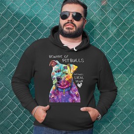 Hoodie Beware of Pit Bulls, They Will Steal Your Heart Adult 4X-Large Black