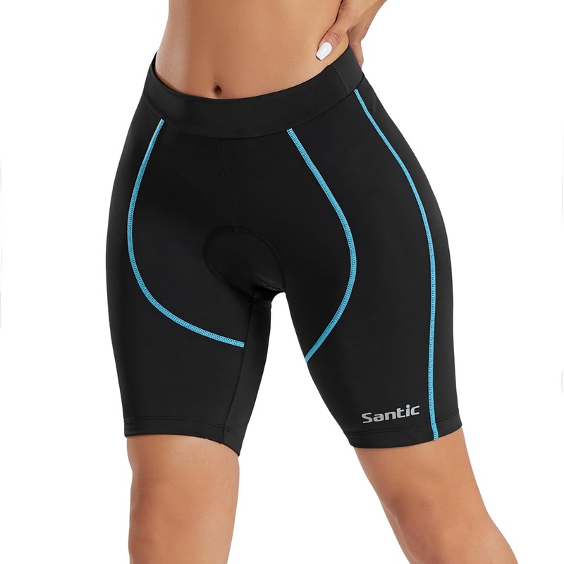 Santic - Pantalones cortos de ciclismo para mujer, acolchados, transpirables,