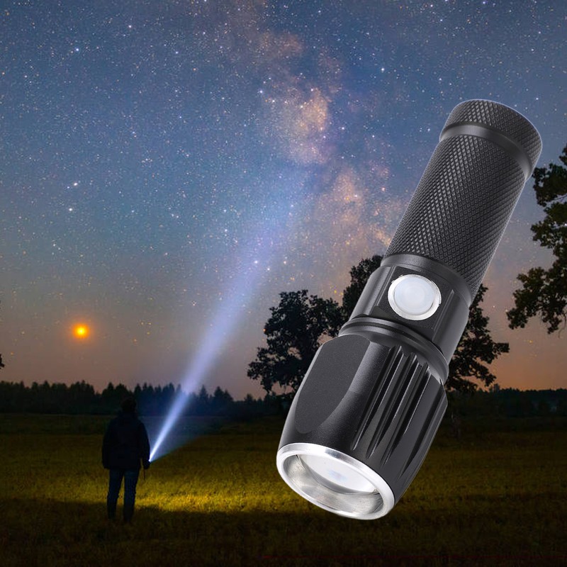 Flash Light P01 Portable Waterproof Black Handheld Flashlights with Data
