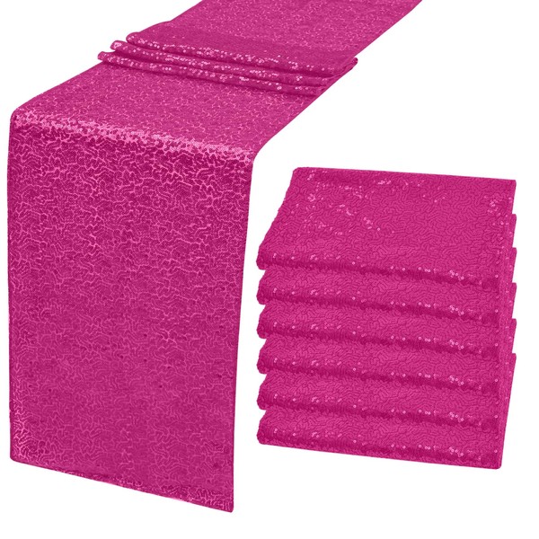 6 Pack Sequin Table Runner Sequin Table Cloths 12" x