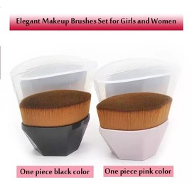 Brocha de maquillaje para base, aplicación rápida e impecable, colorete líquido, crema, polvo, herramienta de mezcla facial cosmética con caja de almacenamiento, densa y suave, ideal para aplicar cosméticos líquidos mezclados (juego de 2 piezas negro y r