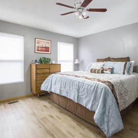 Ciata Lighting 42 Inch Contempra Trio Brushed Nickel Indoor Ceiling Fan with Dimmable LED Light Fixture in Frosted Glass with Reversible Rosewood/Bird s Eye Maple Blades