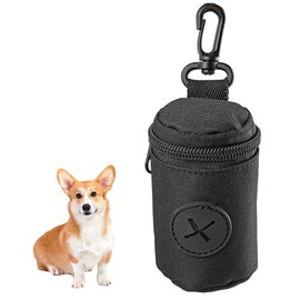 WOLMIK Dog Poop Bag Holder, Dog Poo Bag Holder with Hook Clip and Zipper, Comfortable And Durable Poo Bag Dispenser for Walking, Hiking, Camping - Black