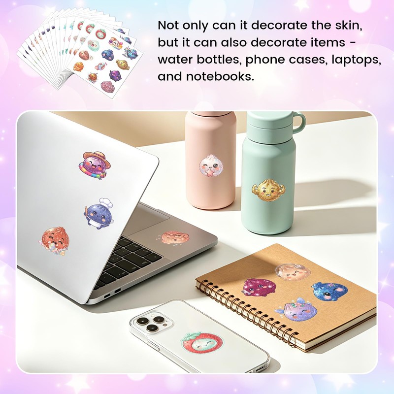 180PCS Squishy Temporary Tattoos, Dumpling Party Favor, 60 Styles