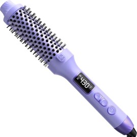 Nimmu Thermal Brush for Blowout Look, 1.5 inch Heated Round Brush, Curling Iron Hot Styler Dual Voltage for Travel, Purple
