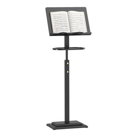 Xadgve Music Stand for Sheet Music-Bamboo Portable Black Music Stands with Tray& Wooden Music Stand Adjustable 39.37″-51.2″ for Conductor Lectern Guitar Violin Piano Manhasse