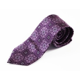 Mens Purple Circles & Squares Patterned 8cm Neck Tie Purple, Violet, Black, Lavender