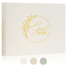 Lanpn Wedding Guest Book for Wedding Reception - Elegant Linen Hardcover Guestbook with 108 Blank Pages for Sign in and Photos - Polaroid Guest Book for Bridal Shower Baby Shower Wedding Party (Cream)