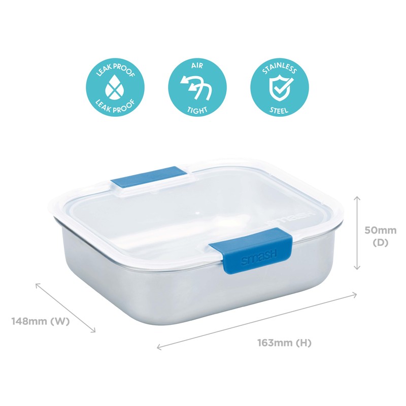 Smash 33063 Meal Box, Stainless Steel, 600 milliliters, Blue