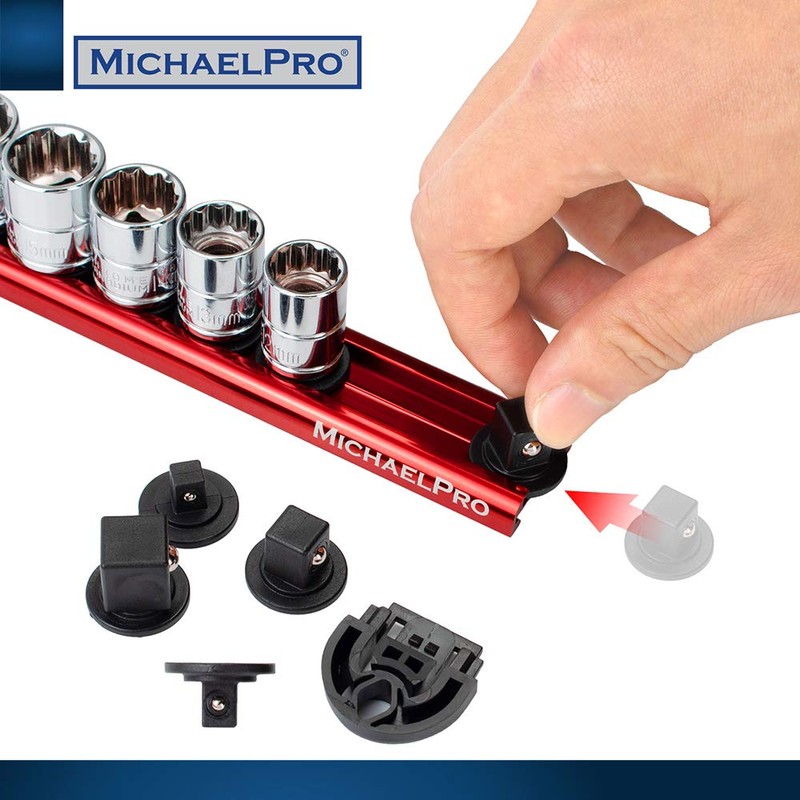 MichaelPro 3-Piece Aluminum Socket Organizer Rail Set- 1/4-inch, 3/8-Inch, and