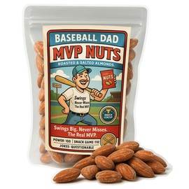 Baseball Dad MVP Nuts, Funny Gag Gift for Sports Dads and Moms, Roasted Almond Snack for Father's Day, Game Day or Birthday, Salty and Bold, Made in USA