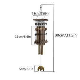 Outdoor Wind Chimes, Memorial Wind Chimes with 24 Copper Pipes and 16 Copper Bells, Window Wind Chime Hanging Decorations for Garden, Patio and Home, Bronze.