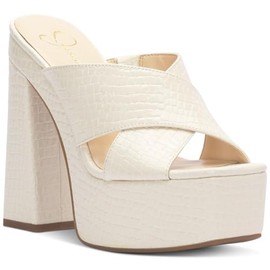 Jessica Simpson Womens Basima Faux Leather Platform Heels Ivory 9 Medium (B,M)