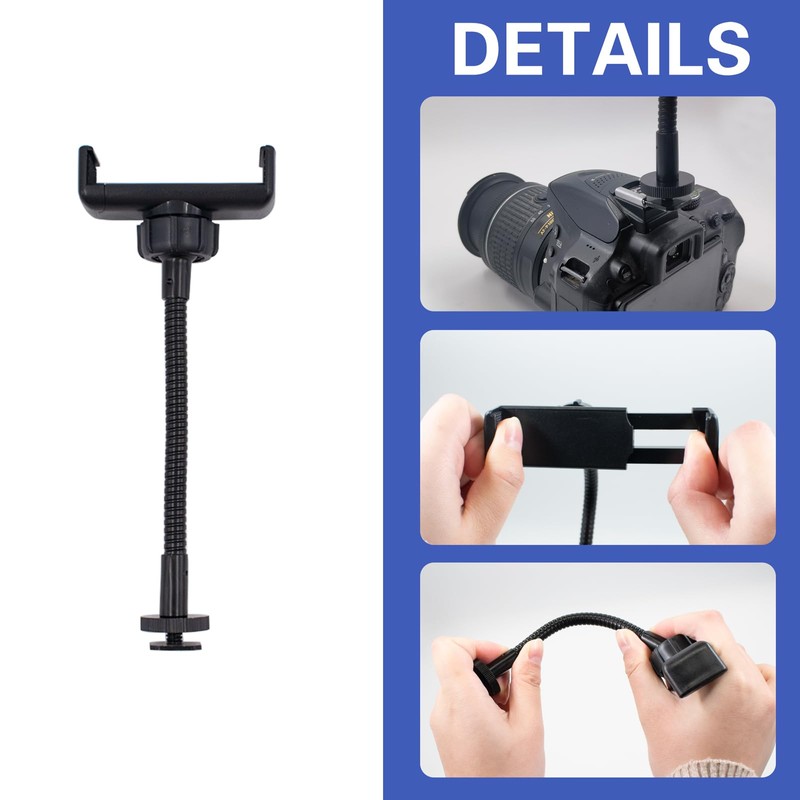 Ring Light Phone Holder with Hot Shoe & 1/4 Adapter,