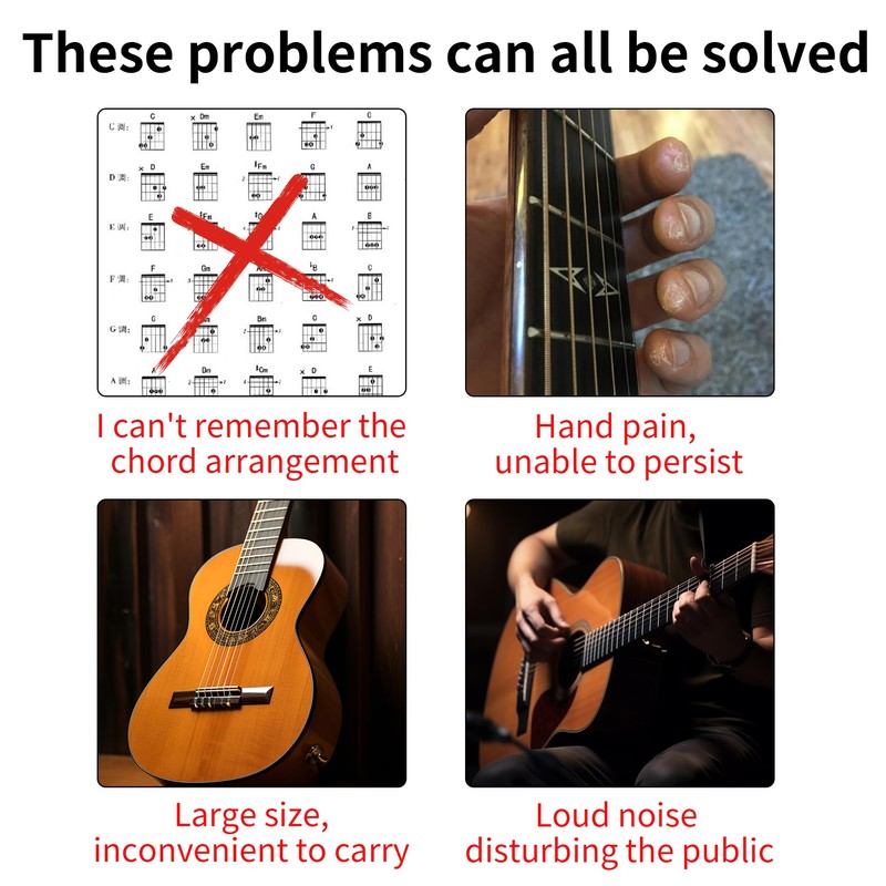 Temvox Intelligent Practice Guitar, Equipped with Rotatable Screen and Light