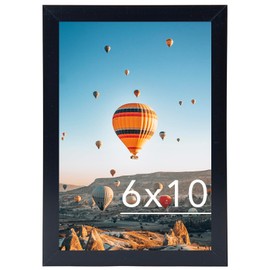 JCJMY 6x10 Picture Frame Black for Wall Hanging or Tabletop, Wall Mounting Horizontally or Vertically, 6 x 10 Wall Gallery Poster Photo Frame with Shatter Resistant Plexiglass, Black