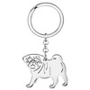 DOWAY Stainless Steel Cute Pug Keyring Rings Car Accessories Charms