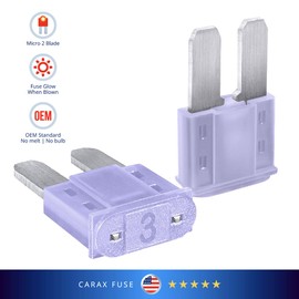 CARAX Glow Fuse – Premium Fuse Micro 2 Blade APT/ATR – 3A Kit 1 pcs – Glow When Blown LED Automotive Fuse – Smart Auto Glow Fuse Easy Identification – 1 pcs