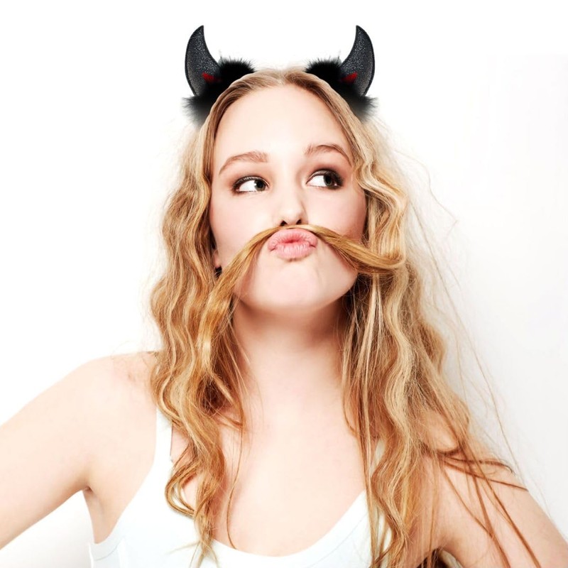 Leuceiy Devil Horns Devil Horns Headband Devil Horns Men Red