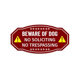 Gaucho Goods Victorian Plus Beware of Dog No Soliciting No Trespassing Wall or Door Sign - 4 x 8" - Medium