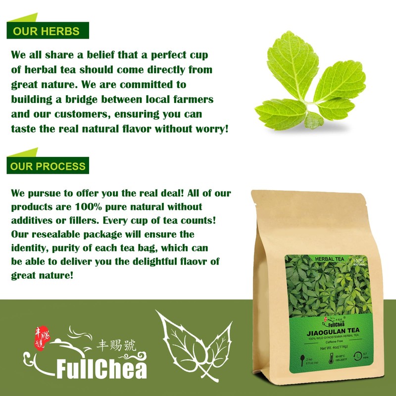 FullChea - Premium Gynostemma Tea Jiaogulan Loose Leaf Tea Herbal