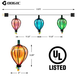 Cadena de luces de 11 pies con 10 bombillas, luces de patio trasero, cadena de luces colgantes para interiores y exteriores, para tiendas de campaña, mercado, cafetería, cenador, porche, letras