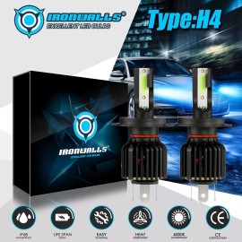 IRONWALLS 2x IRONWALLS H4 9003 HB2 8000K ICE Blue LED Headlight Bulbs Kit High Low Beam