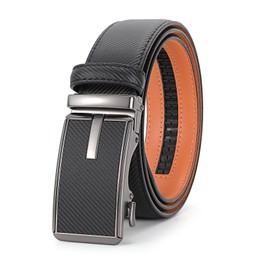 SANSTHS Ratchet Belts for Men, Leather Ratchet Belt Mens Ratchet Belt with Adjustable Buckle Men Belt Fit Everywhere, Light Black, 41"-48" Wasit Adjustable