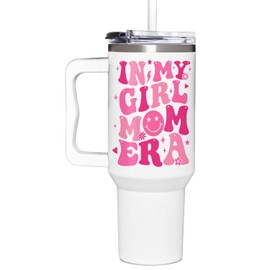 TAMUNBEE Girl Mom Gifts - Funny Mom Gift Mother Gifts, Mommy Gifts, New Mom Gifts - In My Girl Mom Era Birthday Gifts Idea Mom Tumbler With Handle 40oz (Girl Mom)
