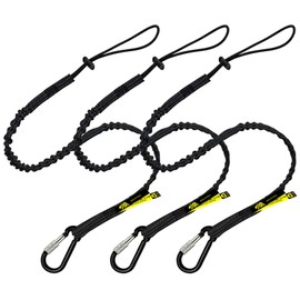 BearTOOLS - Cordón para herramientas con mosquetón único y extremo ajustable, longitud estándar, límite de peso máximo 8 kg, mosquetón de aluminio con cierre de rosca con tapón de cordón de choque, 0923S (paquete de 3)