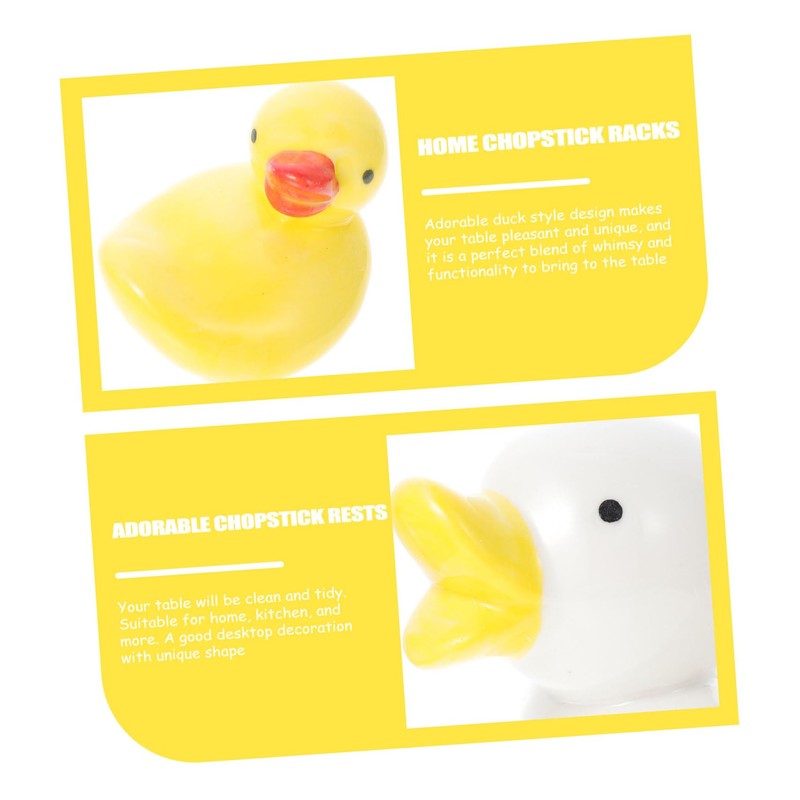 MAGICLULU 6Pcs Adorable Duck Shaped Chopstick Rests Yellow Ceramic Tableware