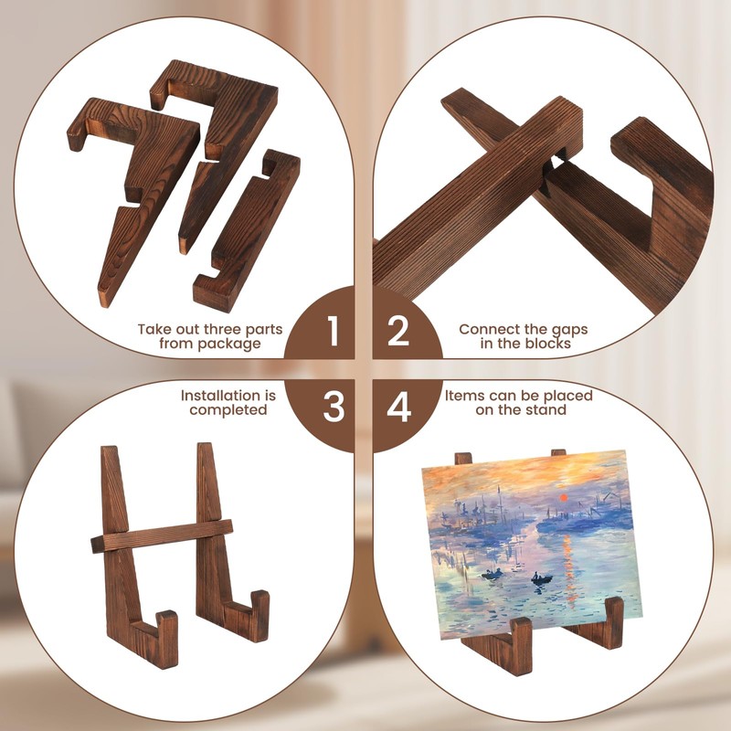 DEBETOOL Wooden Plate Stand - 8.8inch Wood Plate Holder Stand
