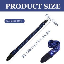 1 Piece Guitar Strap, Adjustable Guitar Strap, Guitar Strap with Leather Ends, Guitar Neck Strap for Electric Guitar, Acoustic Guitar, Bass