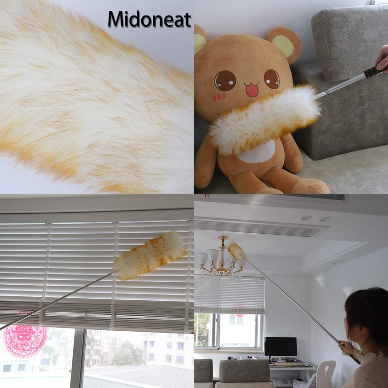 Midoneat Lambswool Duster with Extra Flexible Microfiber Head,Long Reach/Extendable Duster